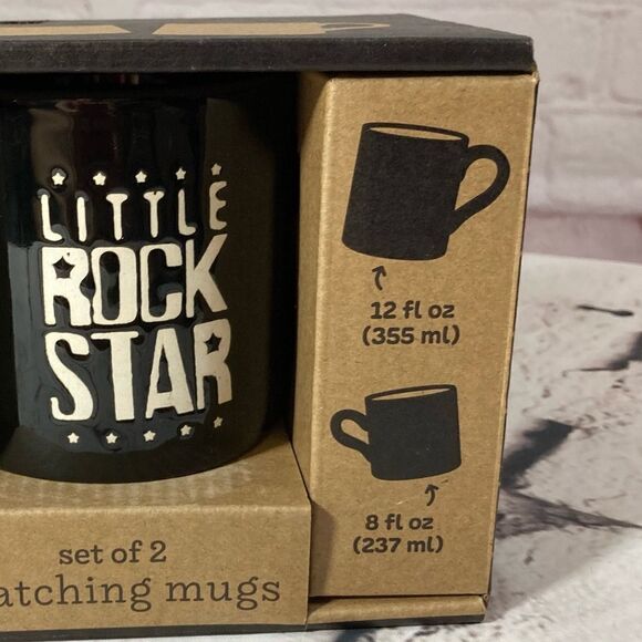2 pc set Mugs 12oz Rock Star 8oz Little Rock Star! Daddy & Me - Picture 4 of 7